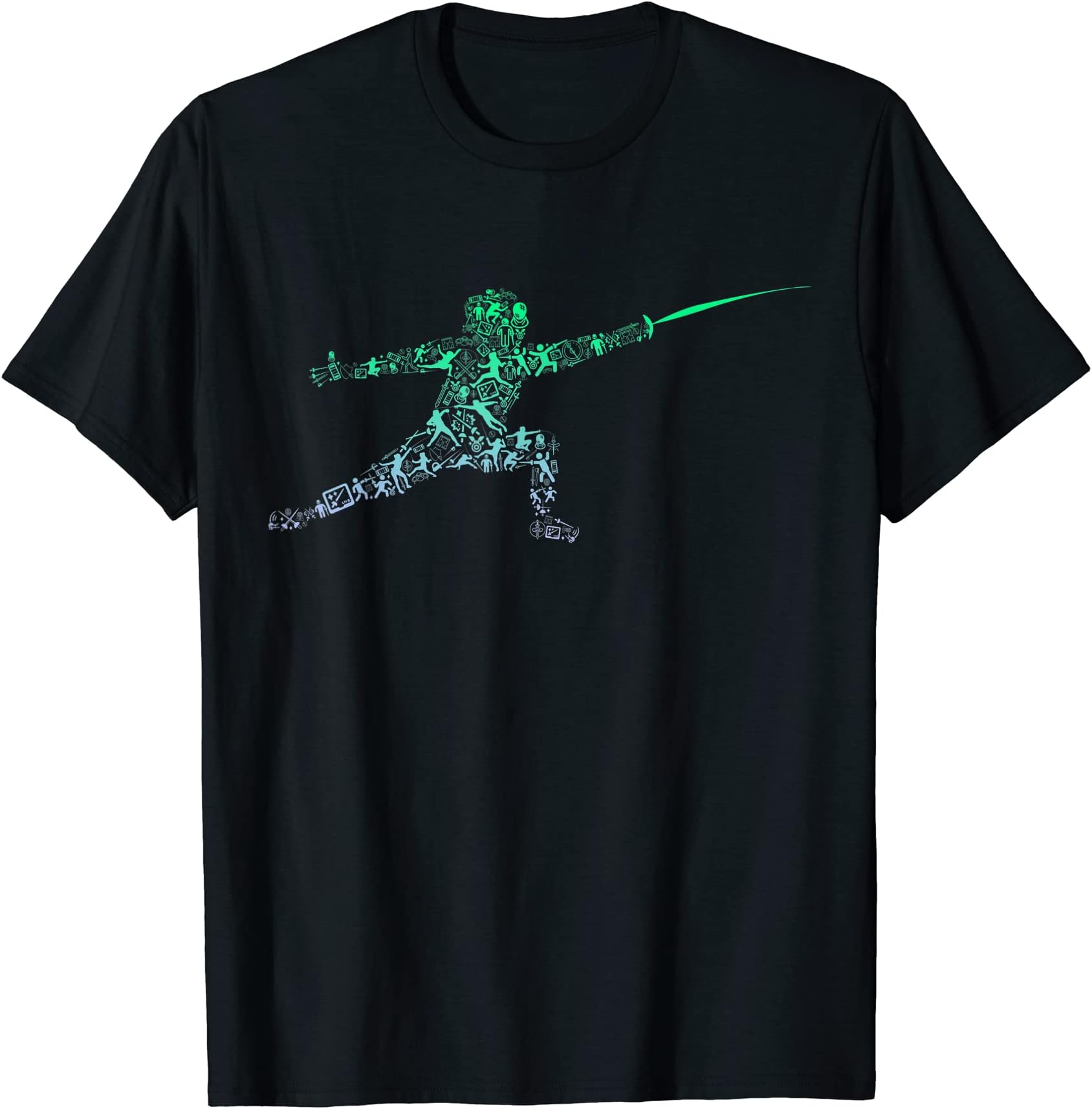 Boys Fencing Icons ShirtsFencing Stance Tshirt for Fencer Swordfighting Boys Fencing T-ShirtOEKO-TEX STANDARD 100