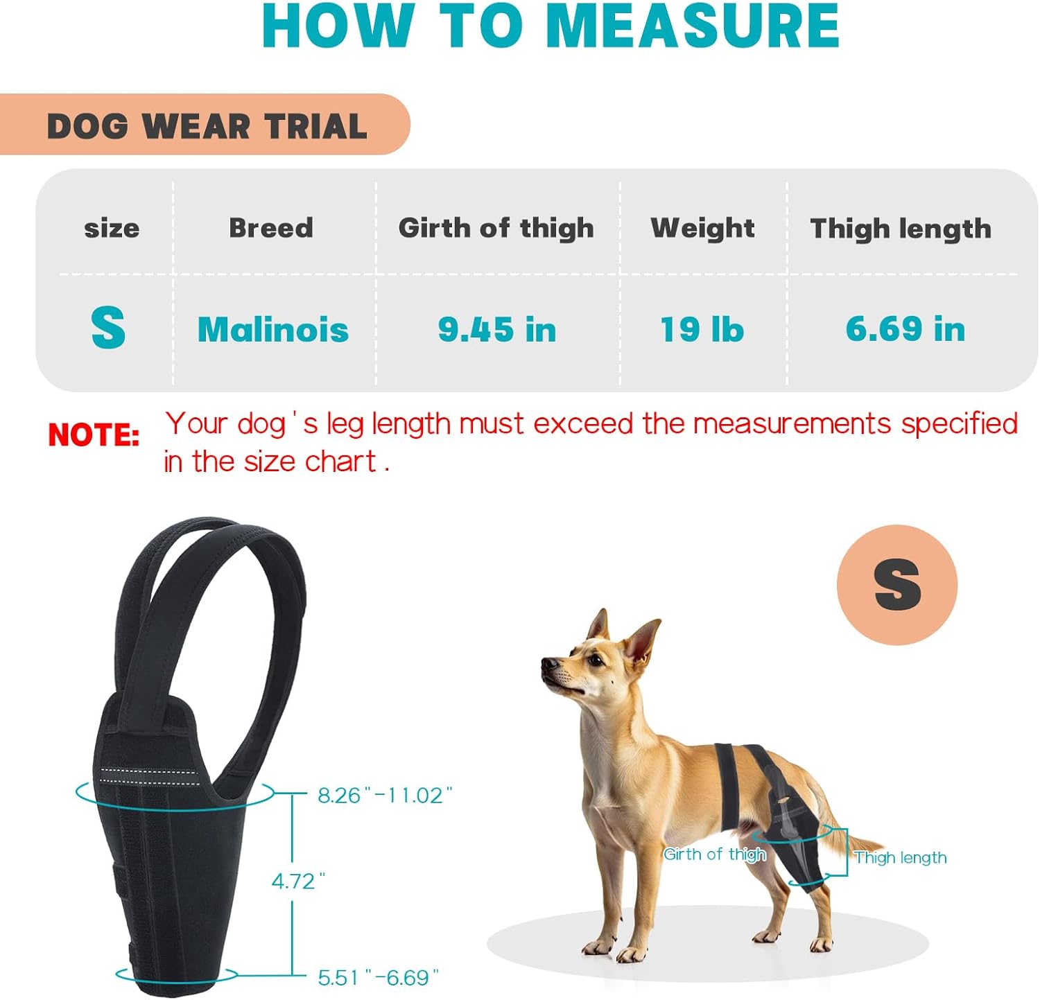 Dog Knee Brace for Torn ACL Hind Leg–Adjustable Support Dog Leg Brace for Back Leg with 2 Stabilizers, Hip Support to Reduces Pain Luxating Patella , Ligament Injuries, CCL (Black, Left Leg, S)