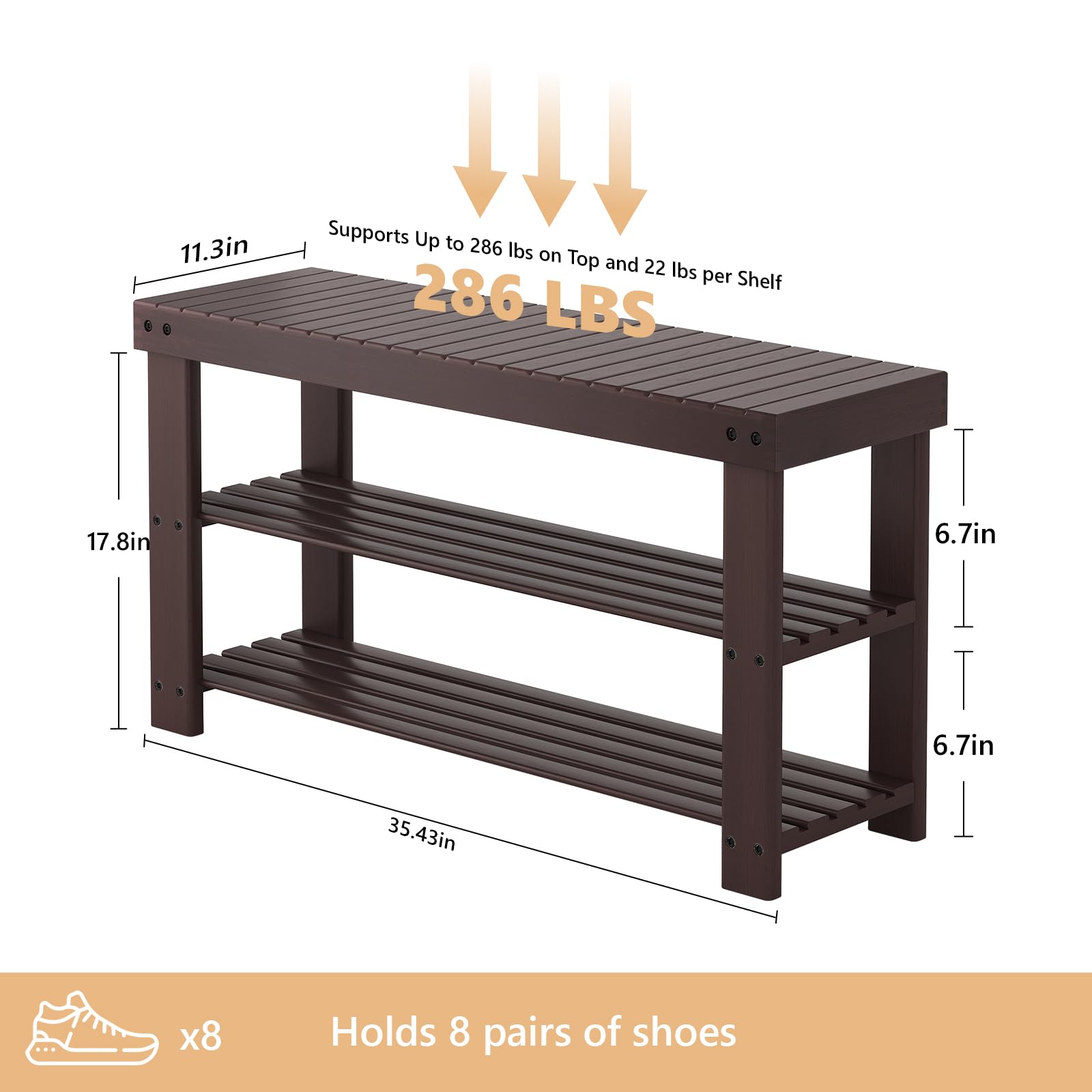 Amazon.com: Sweetcrispy Shoe Rack Bench, 3-Tier Bamboo Entryway