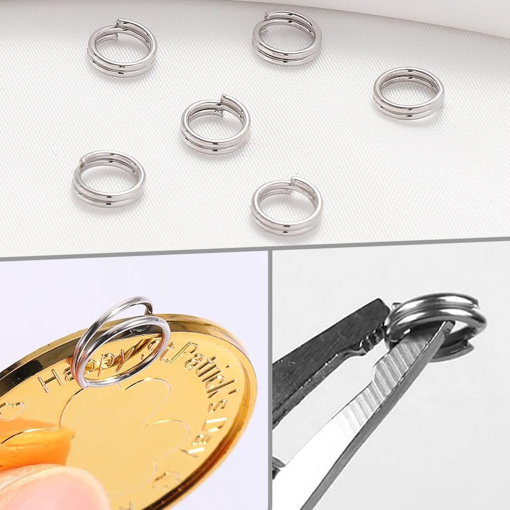 1000 Anelli Di Salto In Acciaio Inox Per Gioielli Fai-da-te - Mix 6mm, 7mm, 8mm - Connettori Per Collane, Bracciali E Orecchini - 2