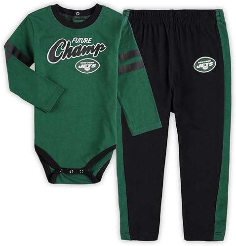 Outerstuff NFL Little Kicker - Conjunto de 2 piezas para recién nacidos, mameluco y pantalón