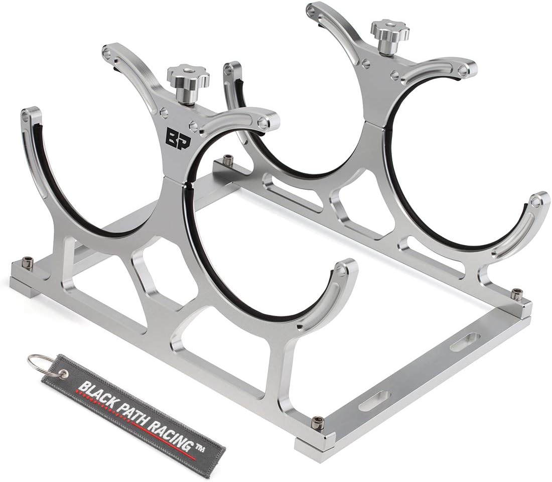 BlackPath - Universal Fitment Nitrous NOS Dual Bottle Mounting Bracket O Ring KNOS N2O (Silver) T6 Billet