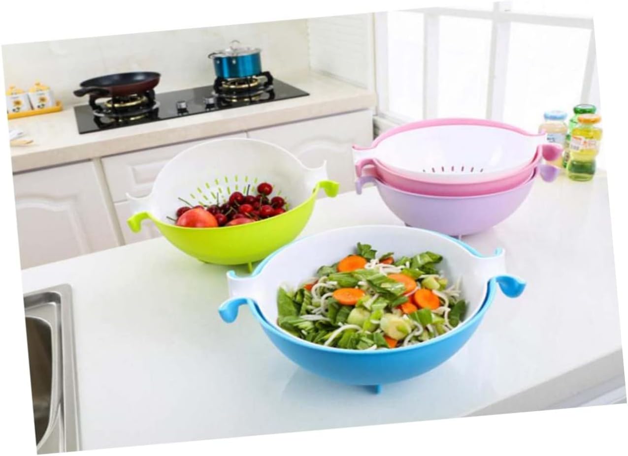 STOBAZA 2pcs Kitchen Sink Strainer Colander Bowl Sets Large Plastic Strainer for Vegetables Pasta Fruits