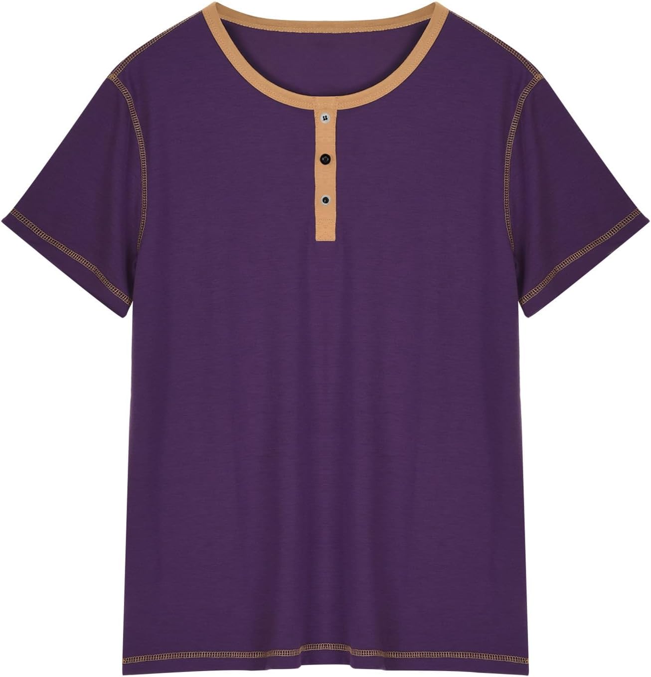 Men's Short Sleeve Henley Tee Color Block Casual Lightweight Summer T-Shirt Classic Workout Gym Tee