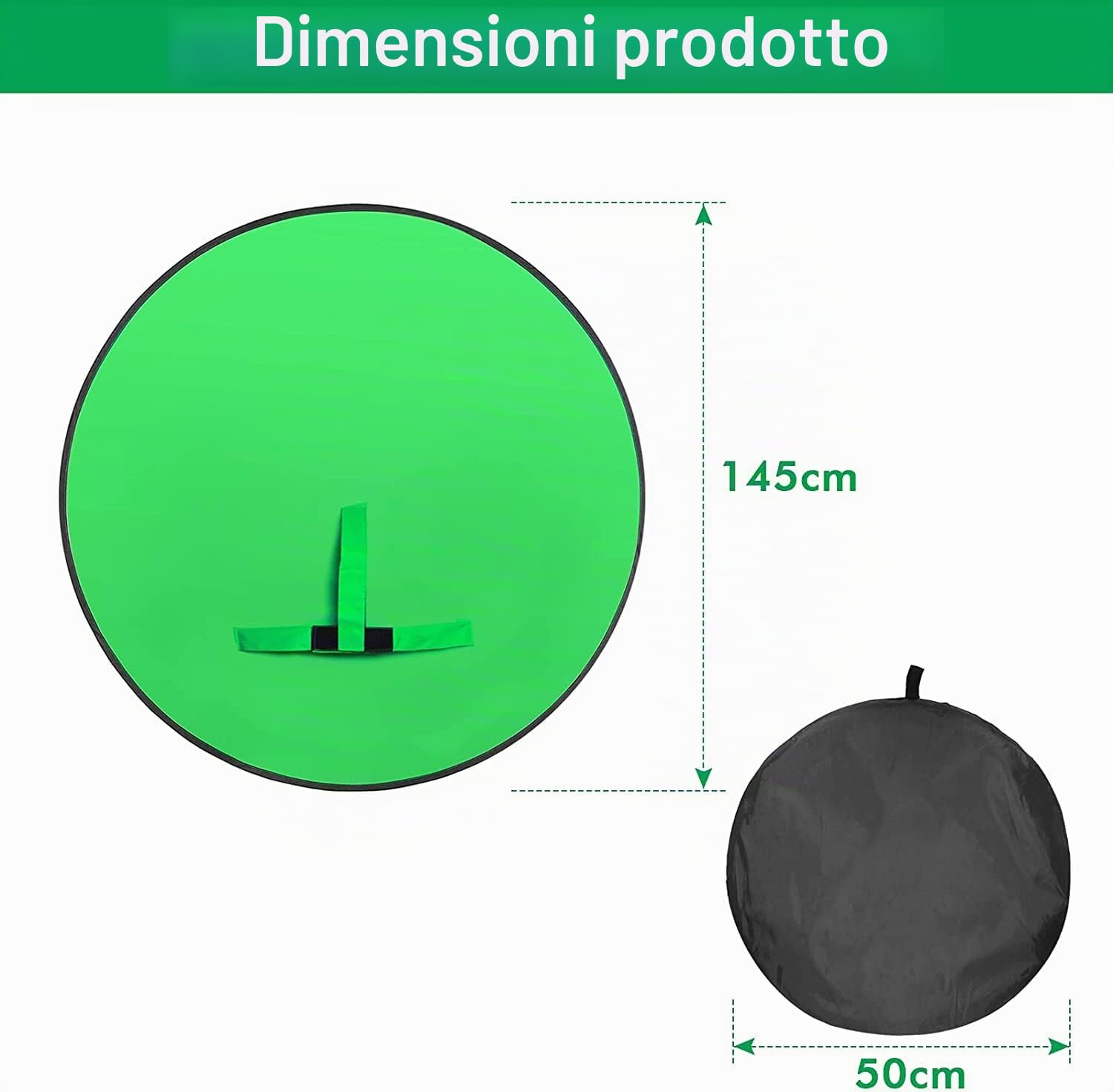 Green Screen 145cm, Sfondo Verde Fotografico Resistente Alle Rughe Pieghevole per Fotografia, Modem Registrazione Video Sistema di Sfondo
