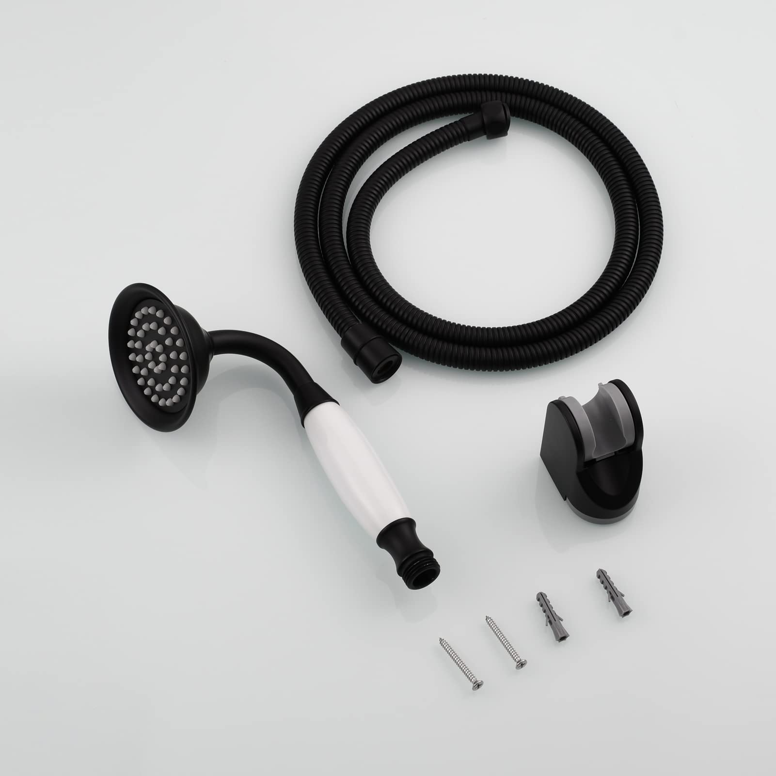 Tecmolog Set de Douche Noir Pommeau de Douche Rétro en Laiton avec Flexible et Support Mural, BS126BF