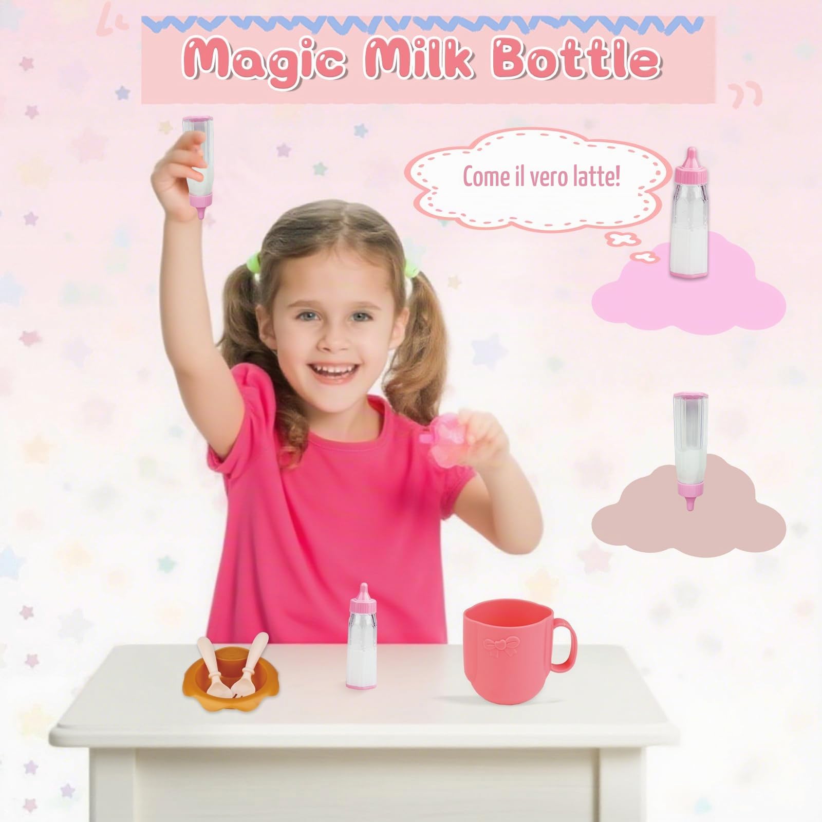 RedCrab Set Bambola con Accessori, 32cm Bambola con Funzione di Alimentazione, Lettino, Seggiolone, Vestiti, Biberon, Tettarella, Vasino e Pannolini, Giocattolo Regalo per Bambina 3+ Anni