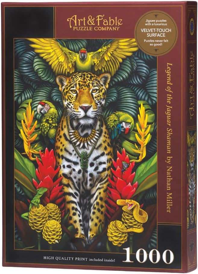 Art & Fable Puzzle Company Legend of The Jaguar by Nathan Miller 1000 Piece Fine Artwork Premium Adult Jigsaw Puzzle - Perfect for Game Nights, Gifting, and Family Fun