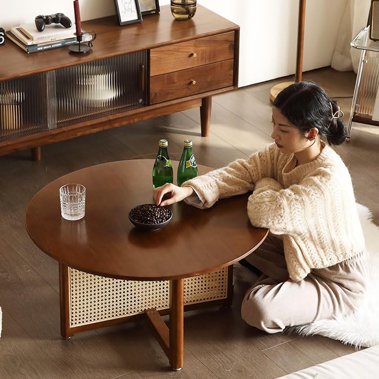 最終価格✨シンプルな丸い木製ローテーブル 無垢材 机 コーヒー リビングルーム用 Amazon.co.jp: 丸型コーヒーテーブル ローテーブル ダイニングテーブル