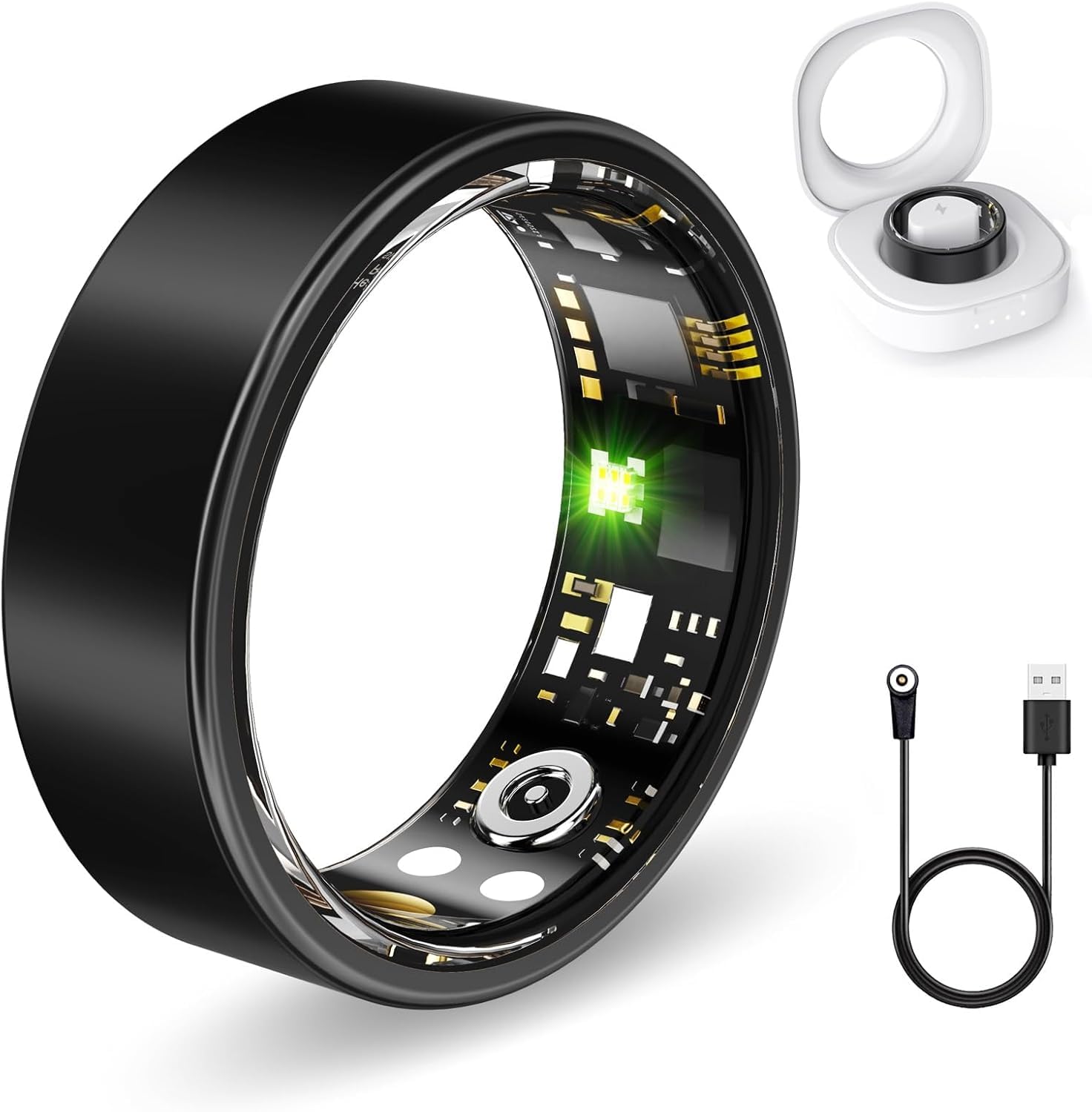 Anillos inteligentes de salud para mujeres y hombres, rastreador de fitness con frecuencia cardíaca, oxígeno en sangre, HRV, rastreador de sueño, rastreador de pasos, sin tarifa de suscripción, anillo