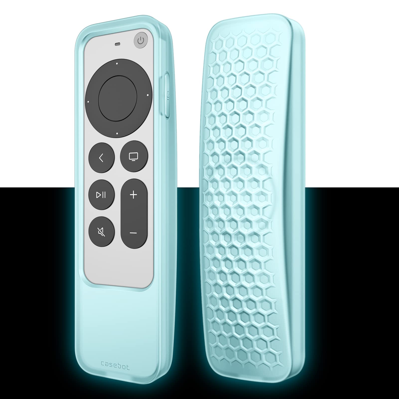 Fintie 2-in-1 Schutzhülle für 2022/2021 Apple TV Siri Fernbedienung und AirTag – Leichte rutschfeste Stoßfeste Hülle für Apple TV 4K / HD Siri Remote Controller (3. /2. Gen), Blaues Leuchten