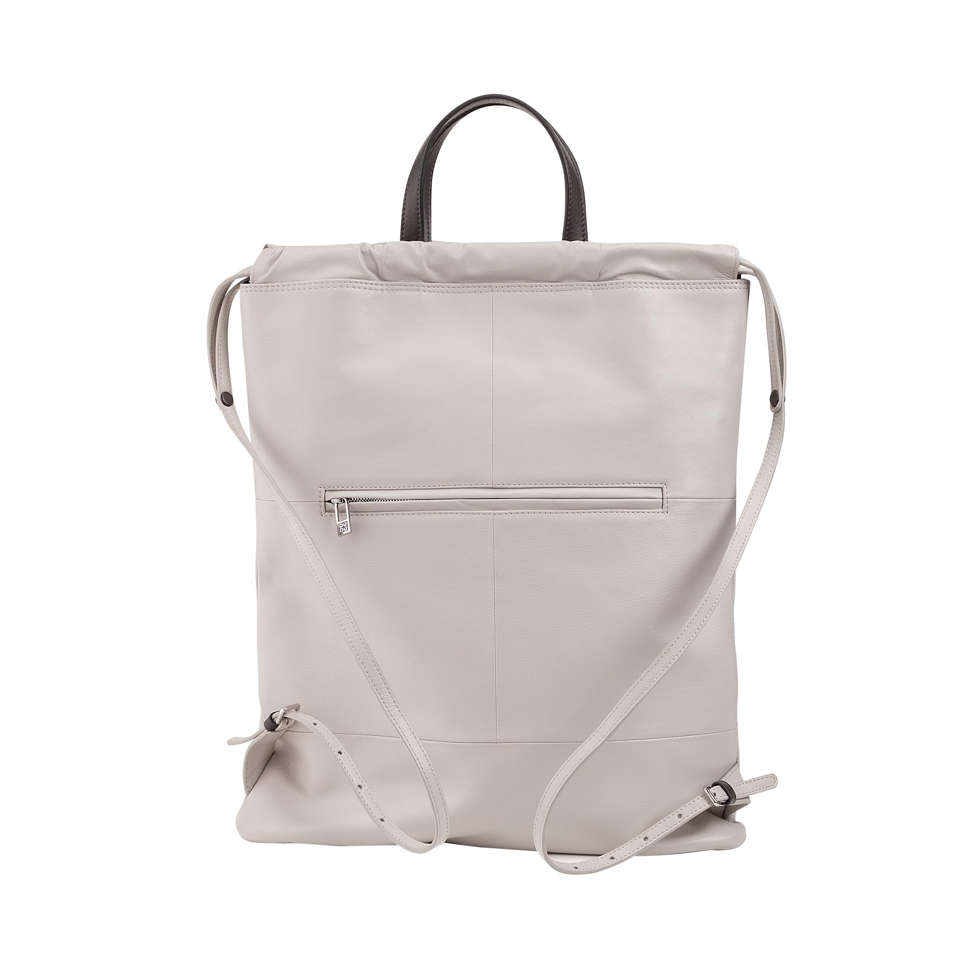 DUDU Zaino a Sacca in Pelle da Donna Sportivo di Moda Borsa Sacchetto con Coulisse e Spallacci Sottili in Pelle Perla