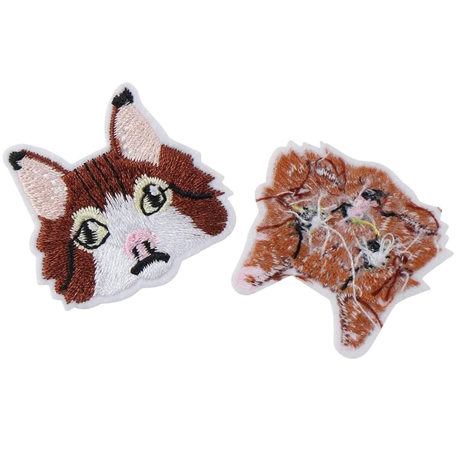 トラ猫の刺繍飾り生地　ナップ　ファブリック　フランスアンティーク　ねこネコレース トラ猫の刺繍飾り生地 ナップ ファブリック フランス