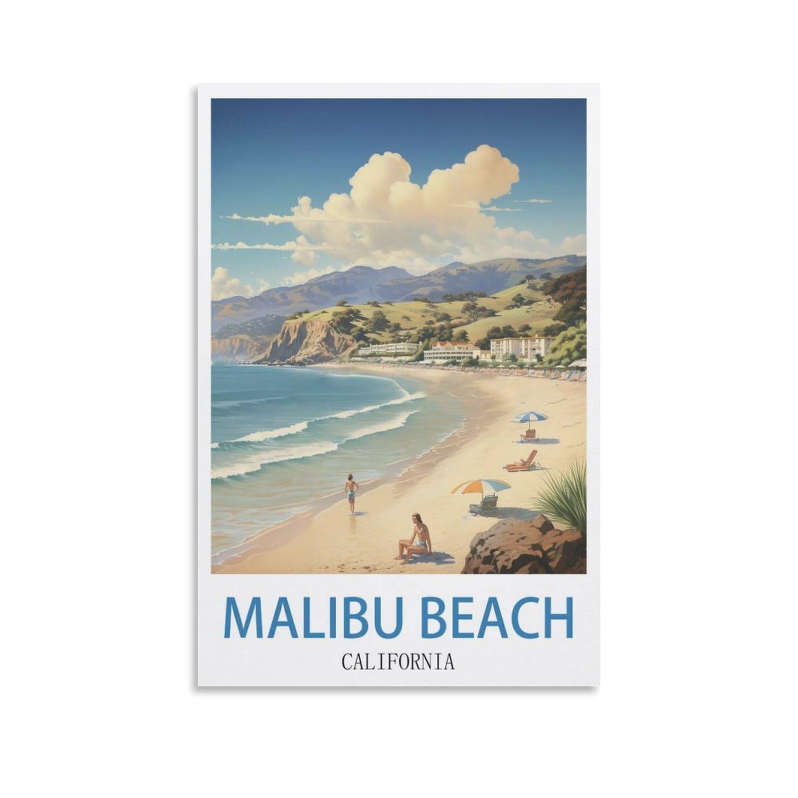 EZMLFA Diamond Painting Kits for Adults,Malibu Beach California 5D Diamond Painting Kit for Adults Beginners, DIY Full Round Drill Gem Art Kits for Home 40x40cm