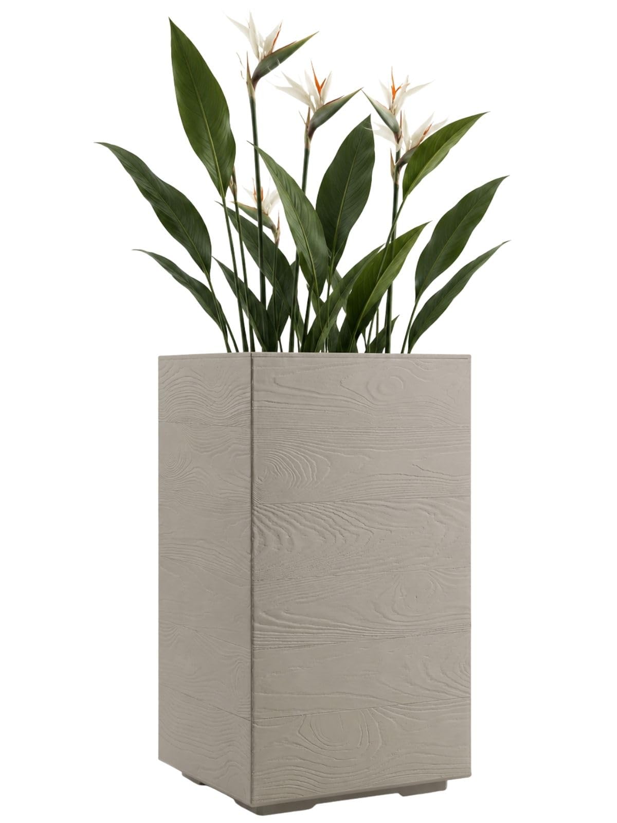 HowHomely Planter Plant Pot Height 60 x 40 x 40 cm Flower Pot on Wheels Beige Decorative