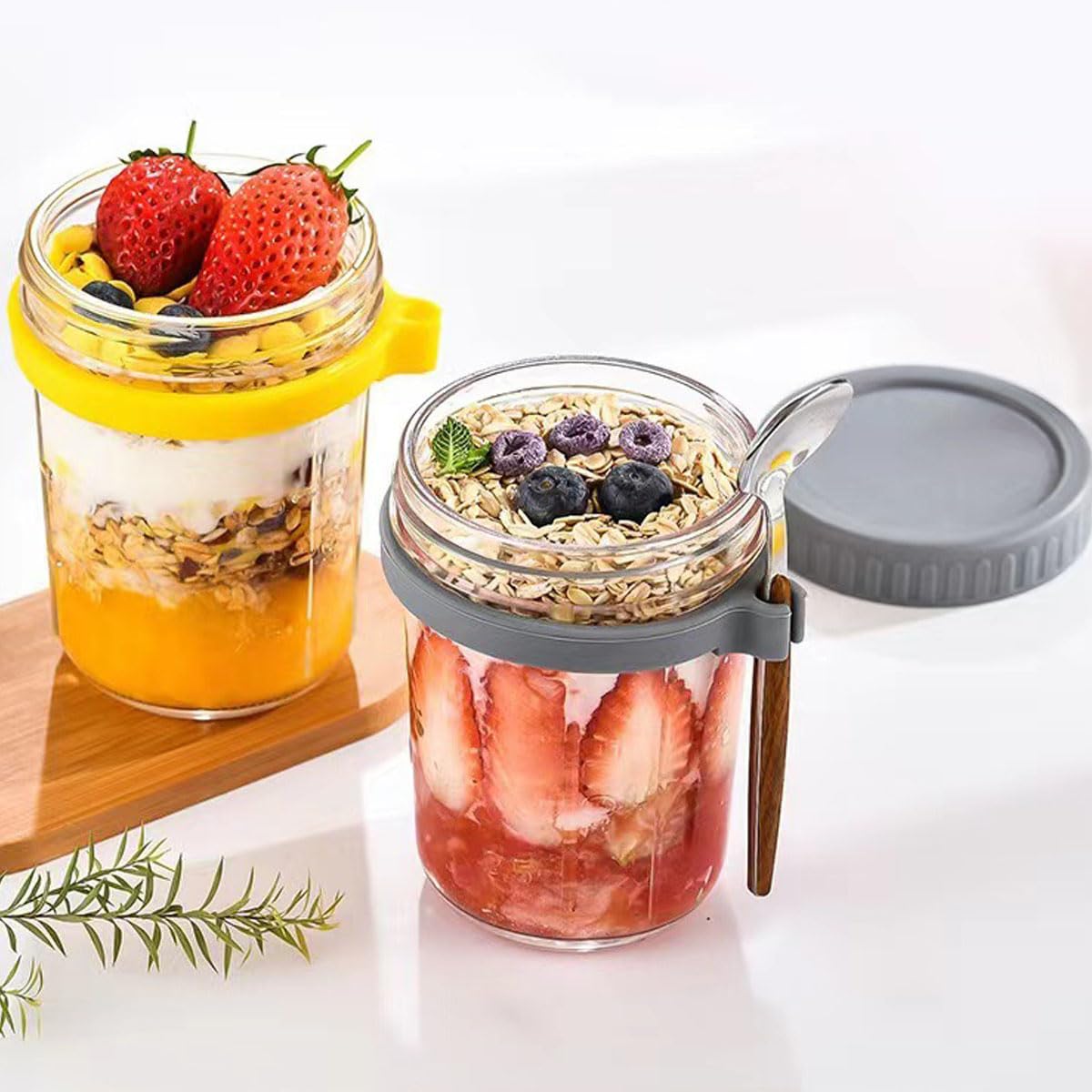 Jares de avena de la noche de vidrio Masón Recipientes herméticos for avena durante la noche y más