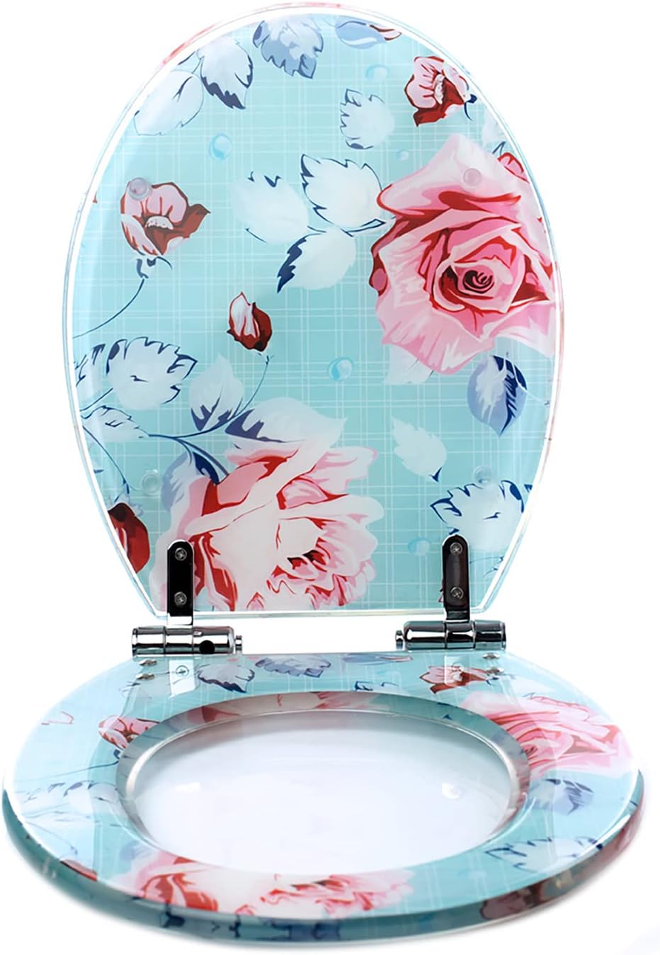 JLCP Fleur Séchée Transparente Abattants WC, Épaissir La Résine Siège De Toilette Pour Toilette Style Ouvert,Lunette De Toilette Universel En Forme De