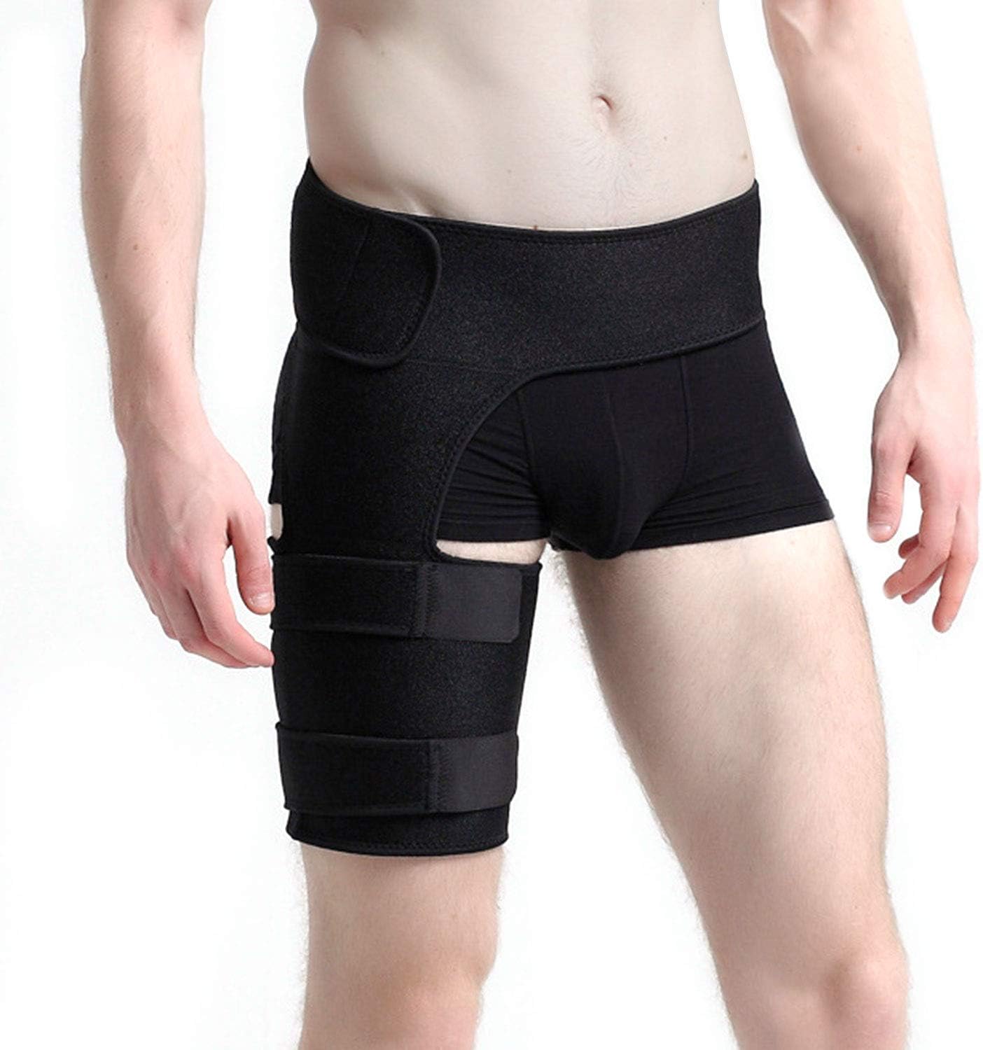 Groin Support, Hip Compression Brace, Adjustable Non Slip Thigh Support Groin Brace Wrap Men Women Thigh Support Brace for Hamstring, Thigh, Sciatica, Arthritis, Bursitis, Injuries, Nerve Pain Relief