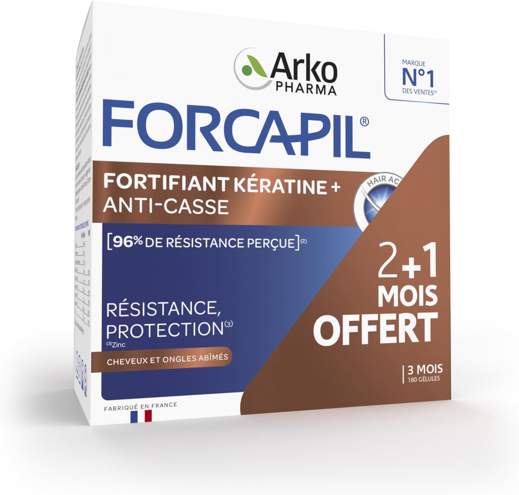 Arkopharma Forcapil Keratin Fortifying Hair and Nails - 180 Capsules