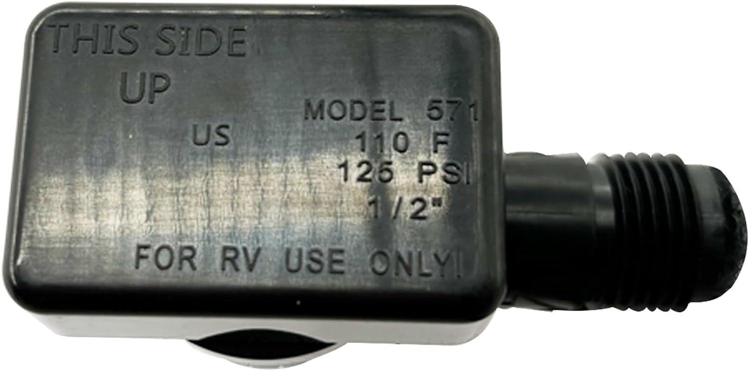 571-VAC-CHK RV Vacuum Breaker Check Valve Replacement for RV Black Tank System Check Valve (Black)