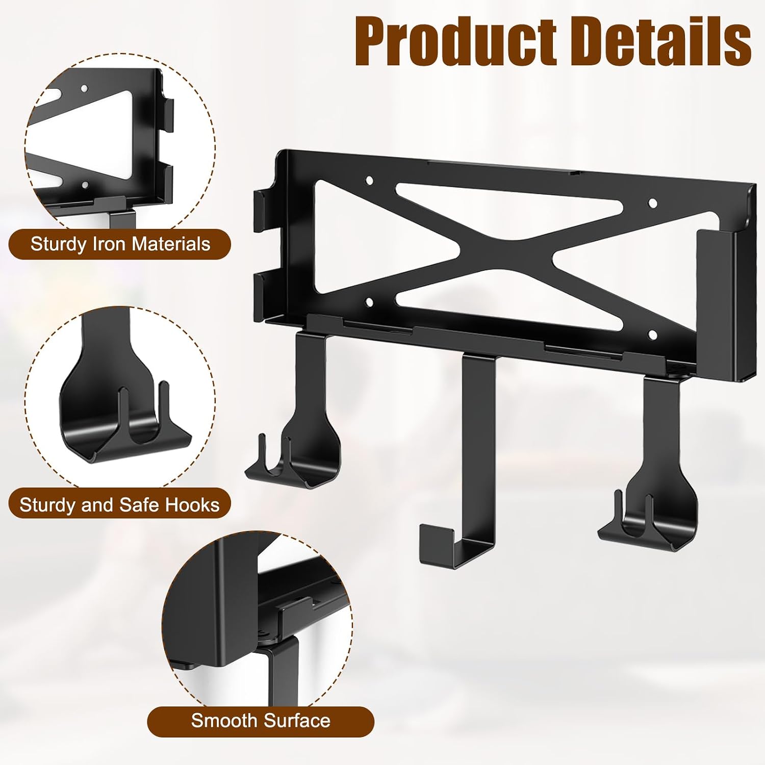 PS4 FAT Metal Wall Mount Bracket | Only Fits Original CUH-1000/1100/1200, With Dual Controller & Headset Hangers, Space Saving TV Side Installation