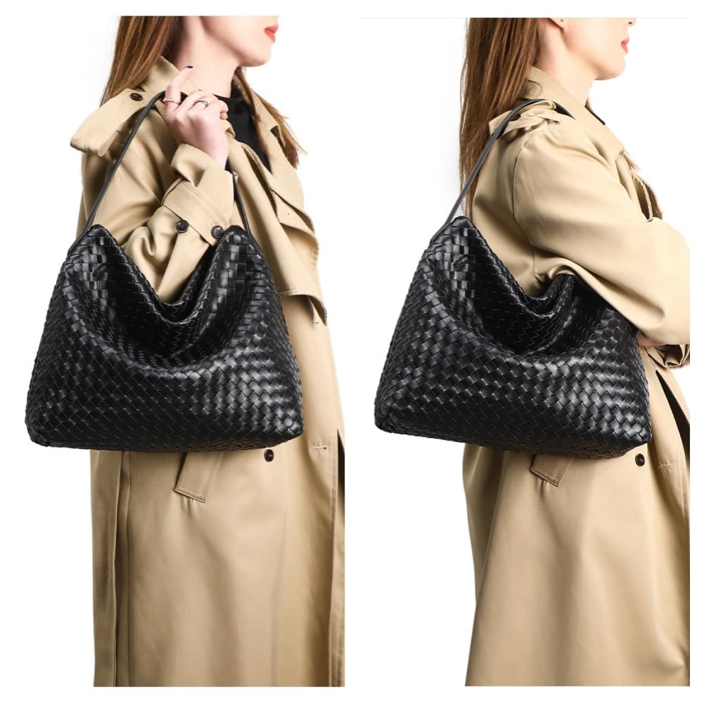 Generisch Borsa a tracolla da donna, morbida, oversize, casual, con manico superiore e tasca con cerniera