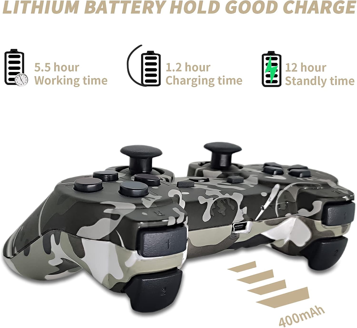 Controller Wireless, CFORWARD Game Controller Compatible for play3 Remote Joy sticks with Dual Vibration and 6Axis, Wireless Controller with Charger and Thumb Gripss