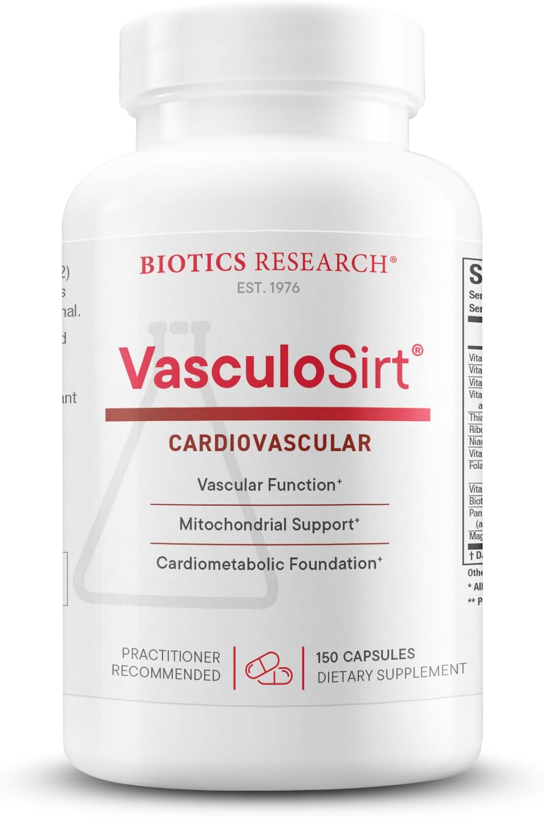 Biotics Research VasculoSirt®– Formulated with The Assistance of Mark Houston, MD, Cardiovascular and Healthy Support for Healthy Blood Flow Support, CoQ10, Resveratrol, ALA, Ginkgo- 150 Capsules