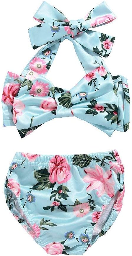 Cute Baby Girls 2Pcs Bikini Bathing Swimsuit Halter Tube Top+Floral Bottom Summer Sunsuit