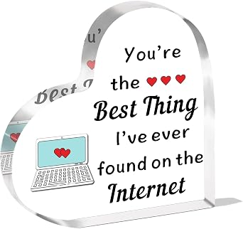 JMIMO Funny Gifts for Boyfriends Girlfriend Valentines Anniversary Birthday Gifts for Him Her I Love Gift Romantic Gifts - You're The Best Thing I've Ever Found On The Internet