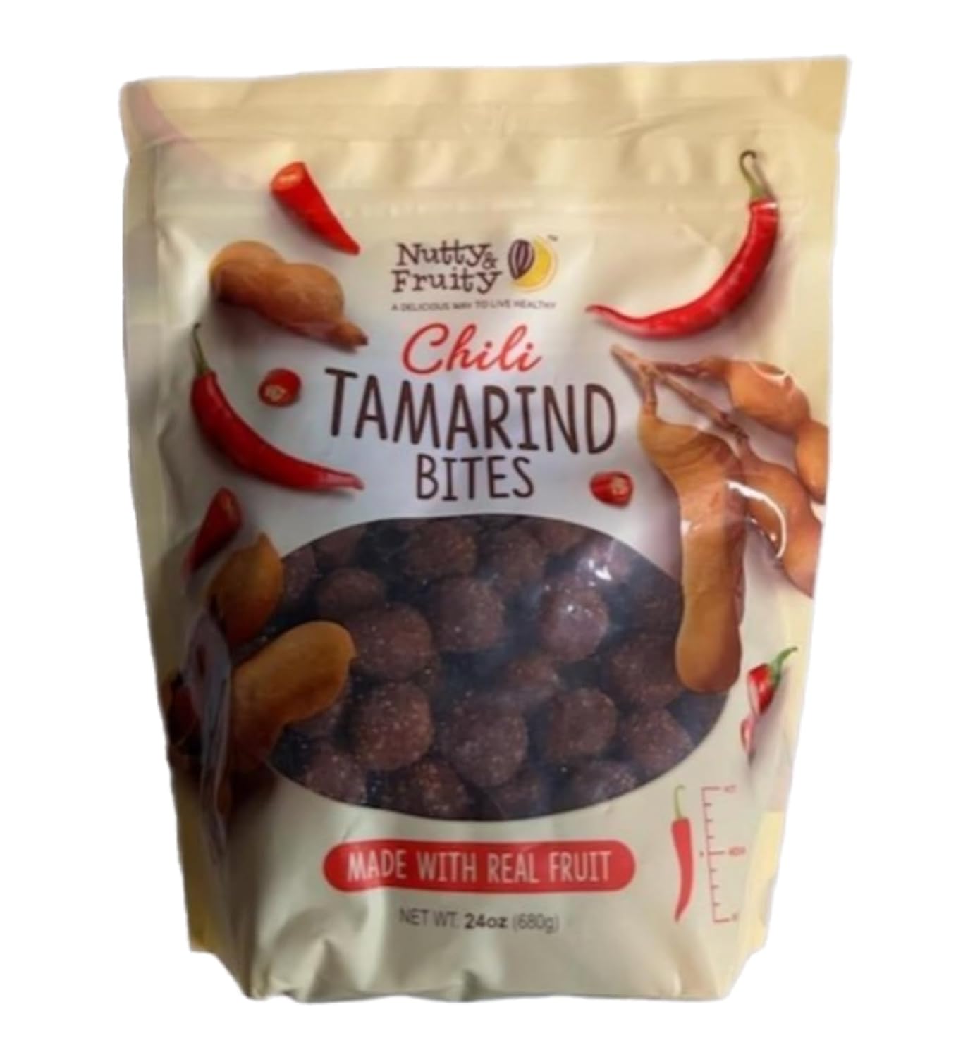 Nutty & Fruity Chili Tamarind Bites Bundle with Stone Cove Fridge Magnet - 26 oz Per Bag - Made with Real Fruit - Medium Spicy (2 Bags)