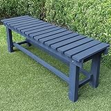 Outdoor Garden Wood Bench, 2-Person Weatherproof Wooden Bench Park Narrow Bench, Never Rot or Fade Waterproof Backless Bench for Entryway, Outdoor, Patio, Porch, Backyard and Park (Blue, 35.5''/90cm)