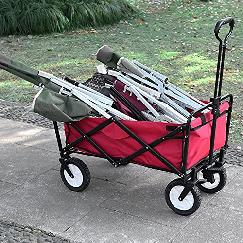 CRBUDY Zusammenklappbarer Mehrzweckwagen, robuster Strand-/Gartenwagen mit Teleskopgriff, kompakte Schubkarren für den Außenbereich – Bild 3