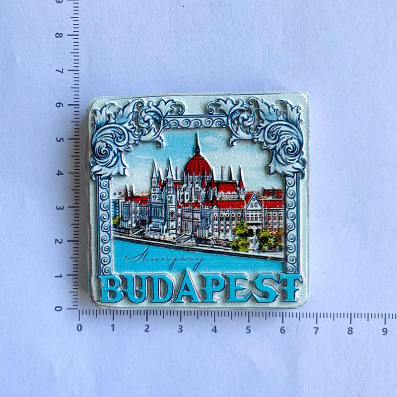 Imán decorativo Budapest Parlamento diseño azul y blanco miniatura 2