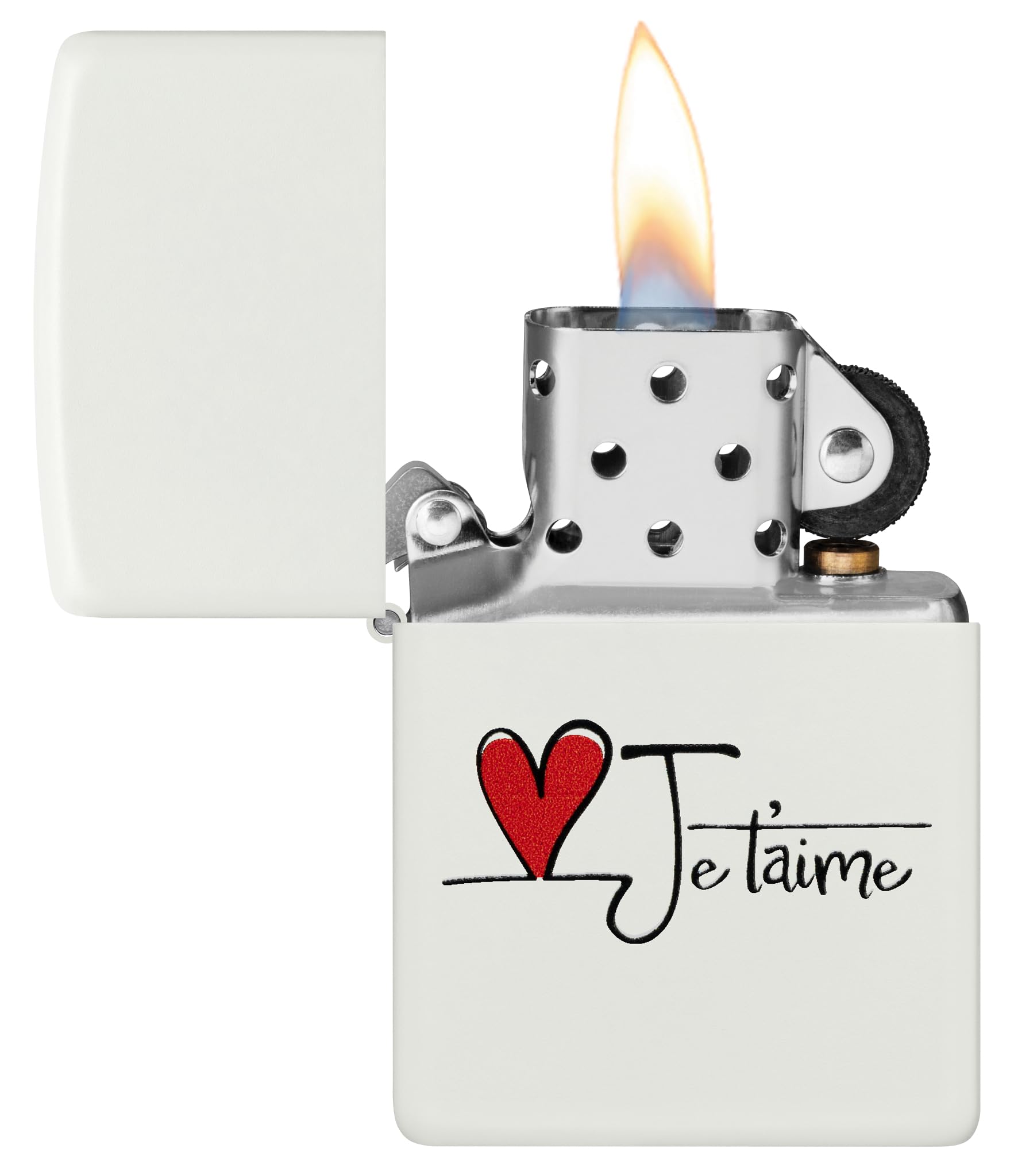 Zippo Briquet tempête Je t'aime, Blanc Mat, Image Couleur, Rechargeable, réutilisable, Design Coupe-Vent, boîte Cadeau, fabriqué aux États-Unis