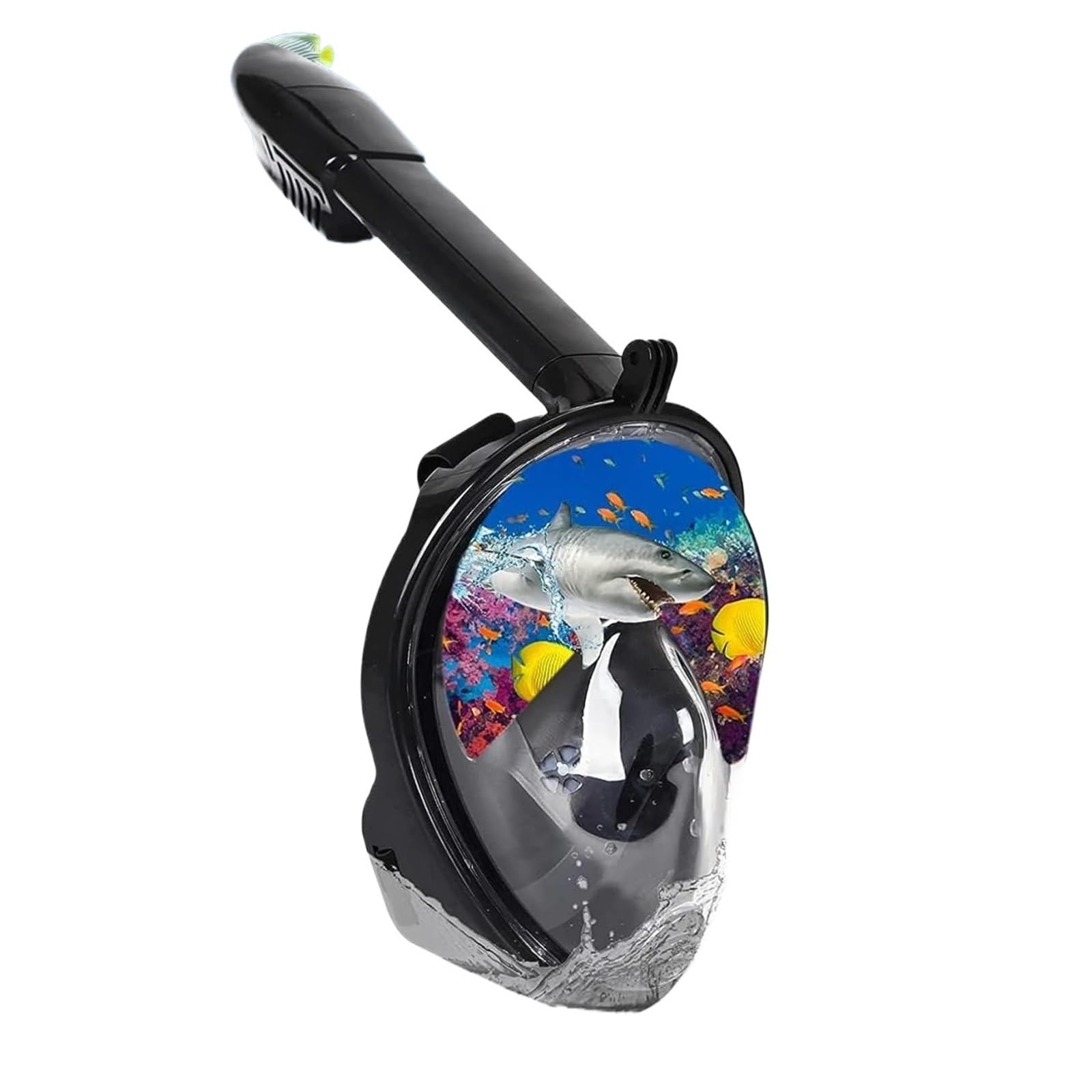 Kit de de Buceo Máscara de Snorkel de Cara Completa con Amplio Campo de visión, antivaho y prevención de Fugas, respiración Segura Buceo(Black,L/XL)