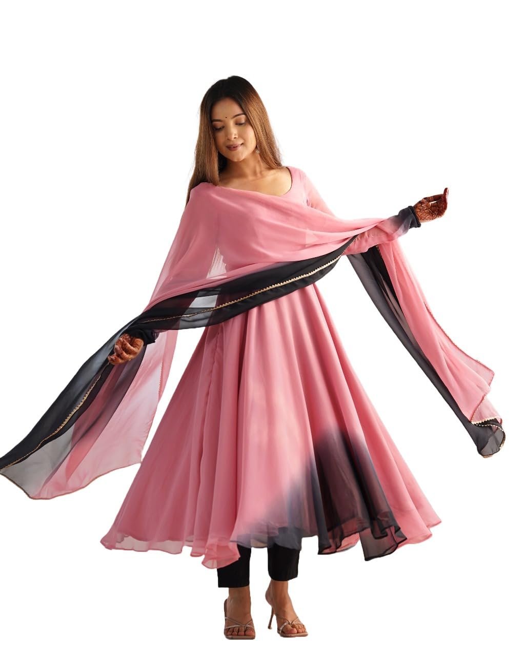 PURE SOFT FOX GEORGETTE MOST TRENDY PADDING FABRIC FULLY FLAIR ANARKALI,WITH DUPPTA SET,PENT READY TO WEAR-image-46