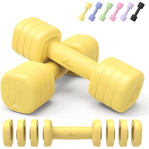 Adjustable Dumbbell Set of 2: Sportneer 4 in 1 Free Weights Dumbbells Set for Women, Hand Weights for Women at Home, Each 2lb 3lb 4lb 5lb Weights with Soft Rubber Handle for Home Gym Exercise Training