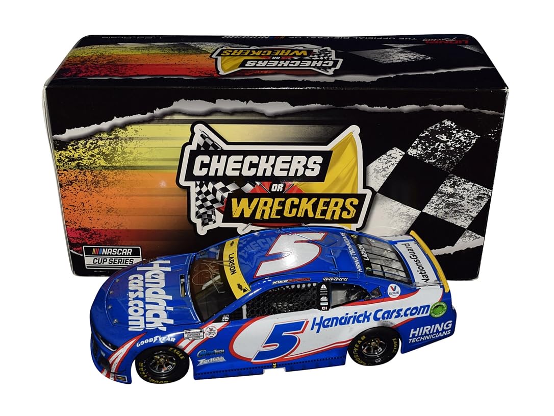 AUTOGRAPHED 2021 Kyle Larson #5 Hendrick Racing CHECKERS OR WRECKERS (Darlington Raced Version) Signed Lionel 1/24 Scale NASCAR Diecast Car with COA (1 of only 1,512 produced)