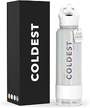 The Coldest Water Coldest Sports Water Bottle with Straw Lid Vacuum Insulated Stainless Steel Metal Thermos Bottles Reusable Leak Proof Flask for Sports Gym (40 oz, Cosmic Ice Glitter)