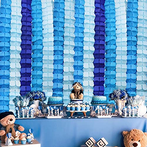 Rubfac 6Pcs Four-Leaf Clover Garland Party Blue And White Streamers Tissue Paper Hanging Flower Garland For Frozen Party Baby Shower Decoration #TOP5