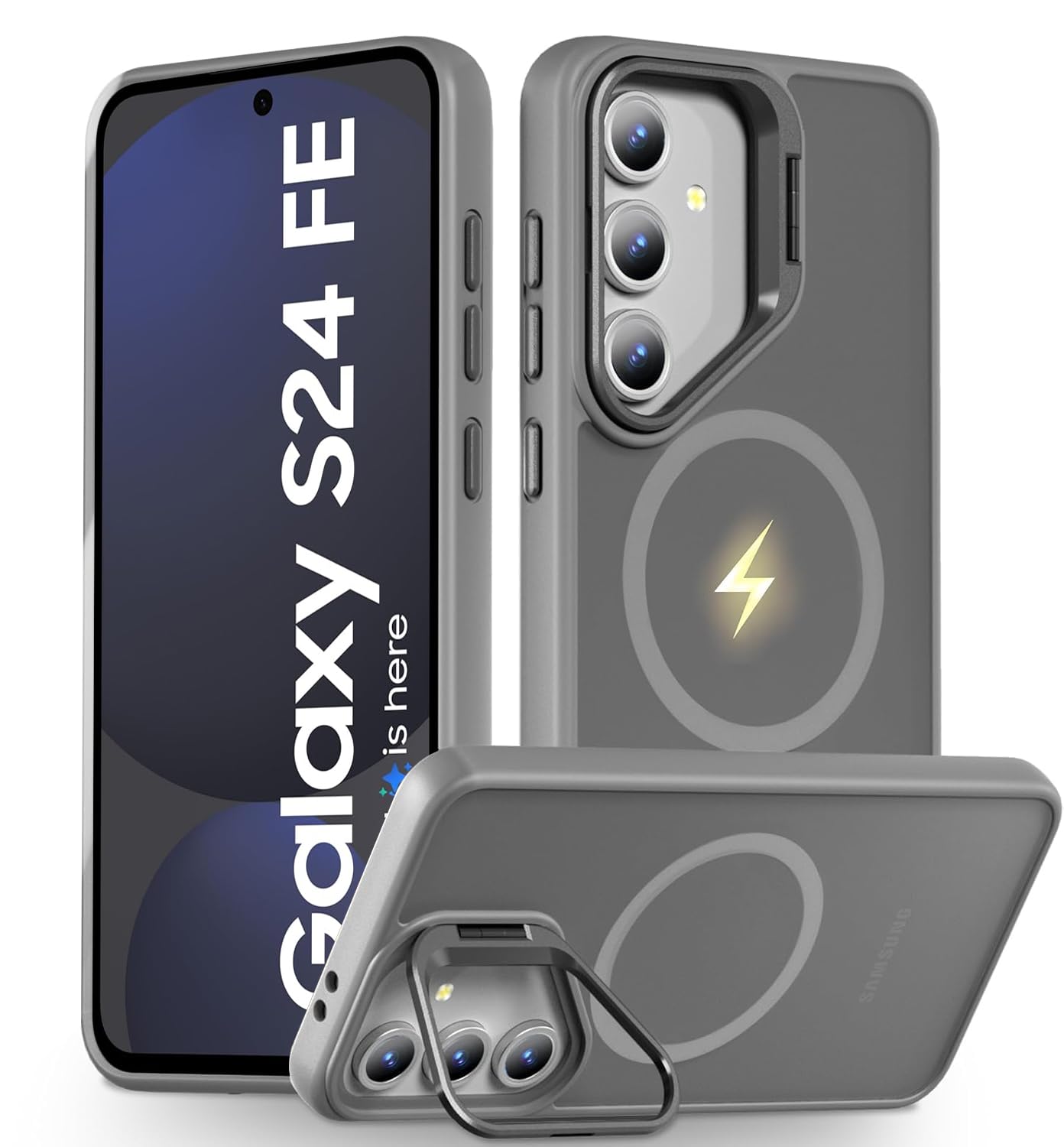 DIZORO Polycarbonate Samsung Galaxy S25 FE Case Compatible with Mag Safe & Wireless Charging,with Camera Stand,Military Grade Drop Tested,Translucent Hard Back Soft Edge Back Cover (Black) — Amazon image 24