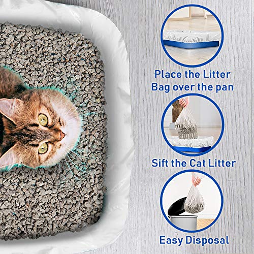 Alfapet Kitty Cat Pan Disposable, Elastic Sifting Liners- 15-Pack + 3 Solid Transfer Liner -For Large, X-Large, Giant, Extra-Giant Size Litter Boxes- With Easy Fit Sta-Put Technology (15 Count) #TOP1