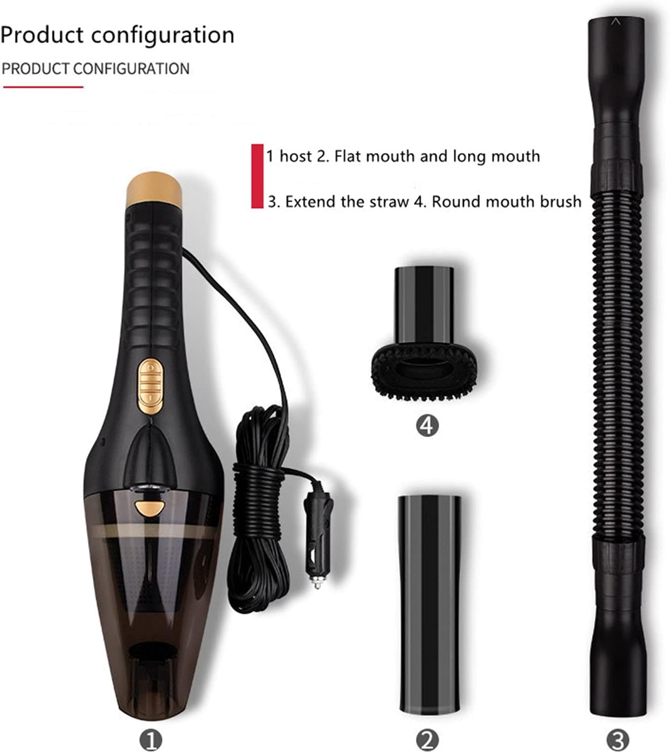 Portable Car Vacuum Cleaner: High Power Handheld Vacuum w/LED Light -110W 12v Best Car & Auto Accessories Kit for Detailing and Cleaning Car Interior - 16 Foot Cable