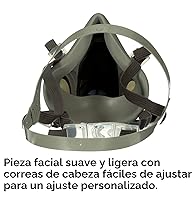 Vista 2 de 3M Respirador reutilizable de media cara 6300, NIOSH, arnés de cuatro puntos, ajuste cómodo, compatible con aire suministrado de doble línea