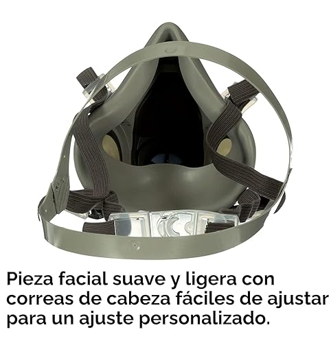 Miniatura 2 de 3M Respirador reutilizable de media cara 6300, NIOSH, arnés de cuatro puntos, ajuste cómodo, compatible con aire suministrado de doble línea