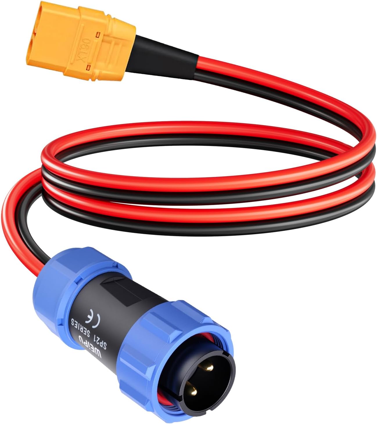 ELFCULB Aviation Plug to XT90 Cable, 12AWG XT90 Female Connector to Aviation Male 12V Charing Cable Compatible with Portable Power Station AC200MAX/AC200P New 2-Pin(2FT)