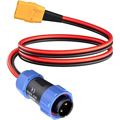 ELFCULB Aviation Plug to XT90 Cable, 12AWG XT90 Female Connector to Aviation Male 12V Charing Cable Compatible with Portable Power Station AC200MAX/AC200P New 2-Pin(2FT)