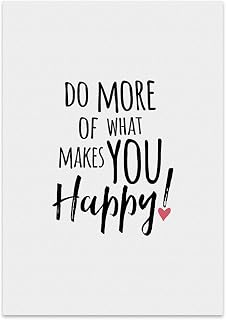 TypeStoff Kunstdruck, Poster mit Spruch – DO MORE OF WHAT MAKES YOU HAPPY – Typografie-Bild auf hochwertigem Karton - Plakat, Druck, Print, Wandbild - KD-00247-M