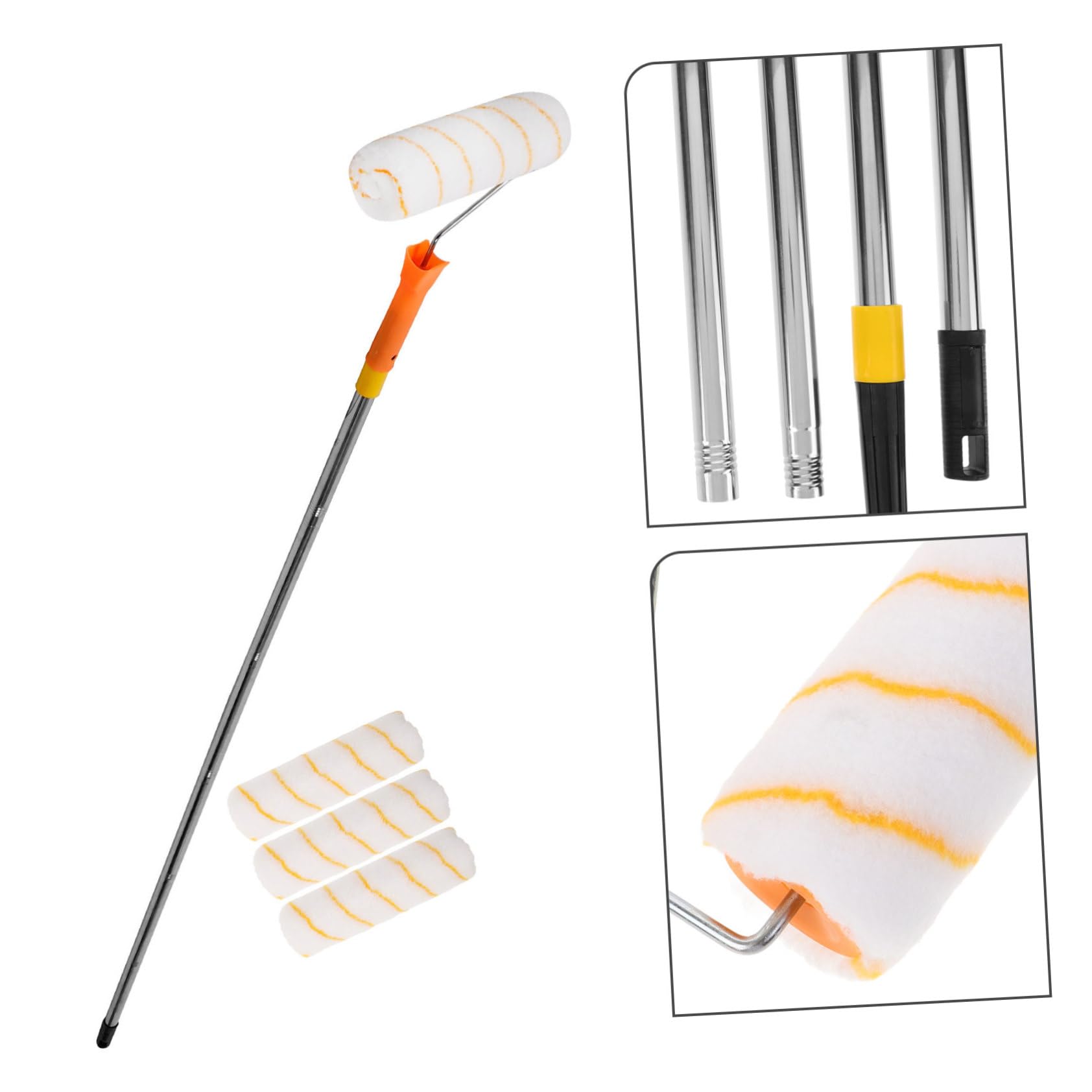 Housoutil Cepillo de Rodillo Telescópico con Varilla de Acero Inoxidable Fundas Reemplazables para Pintar Paredes y Techos Casa